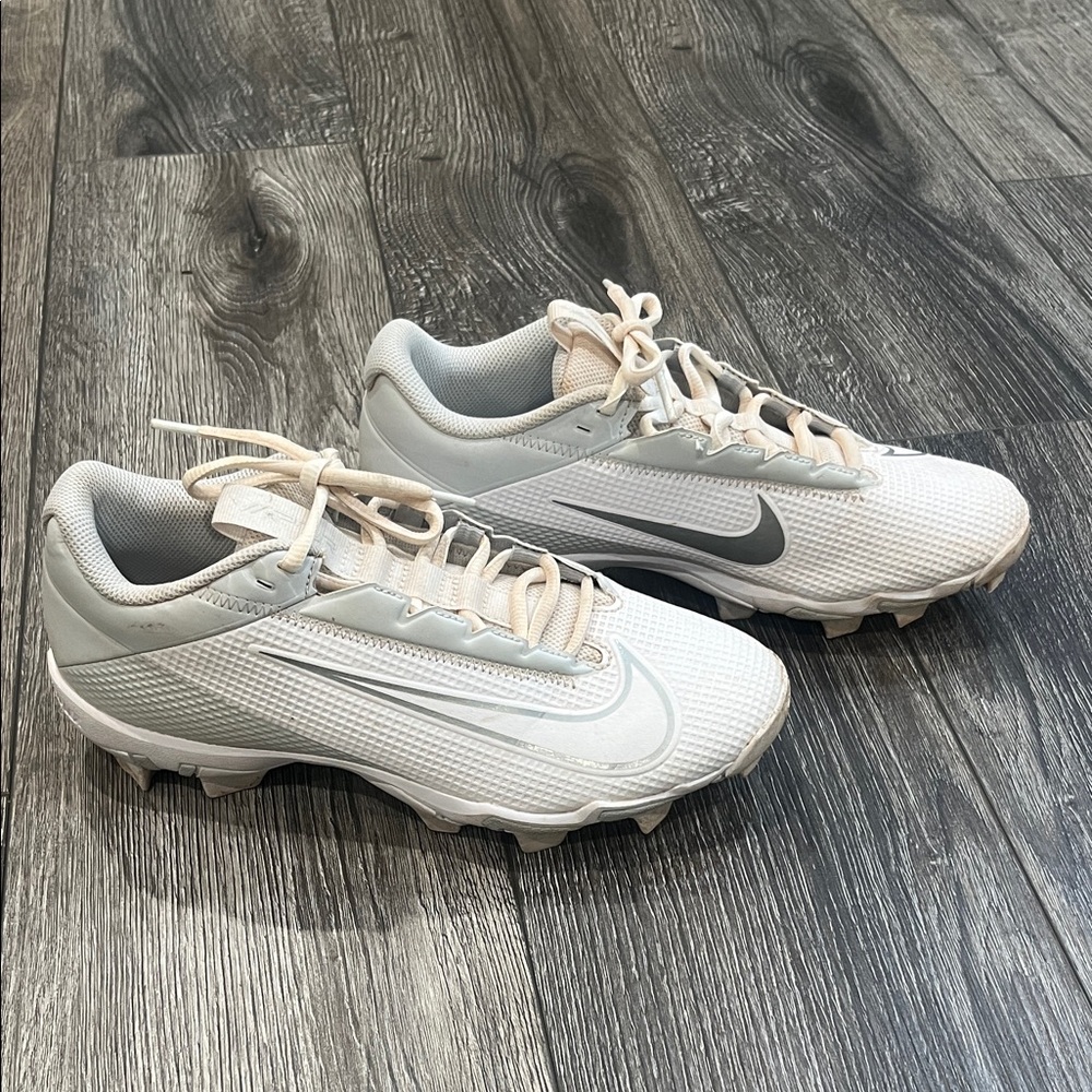 Nike White and Gray Athletic Cleats